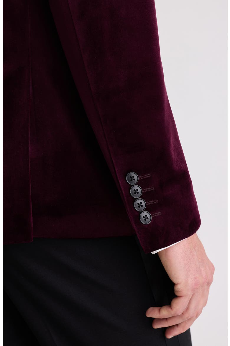 Jetsetter Slim Fit Velvet Blazer, Alternate, color, BURGUNDY