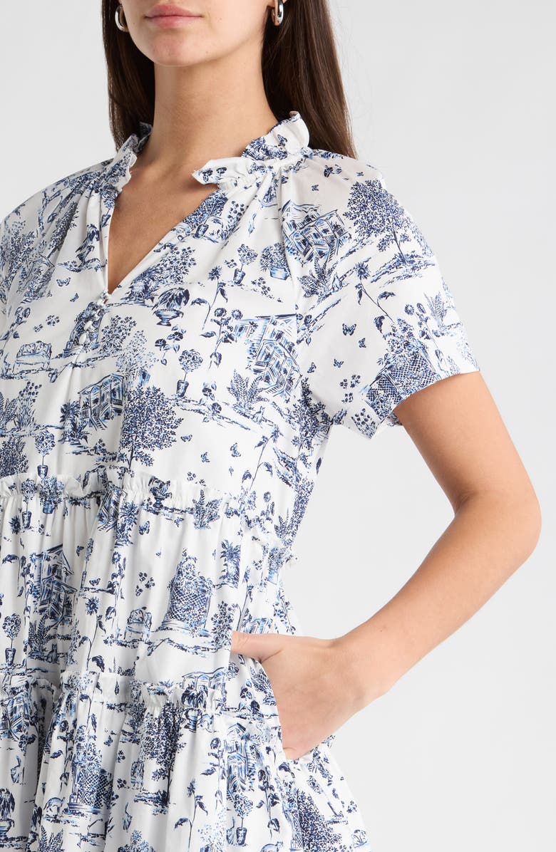 SUGARLIPS Renzo Toille Cotton Poplin Dress, Alternate, color, White-Blue-Multi