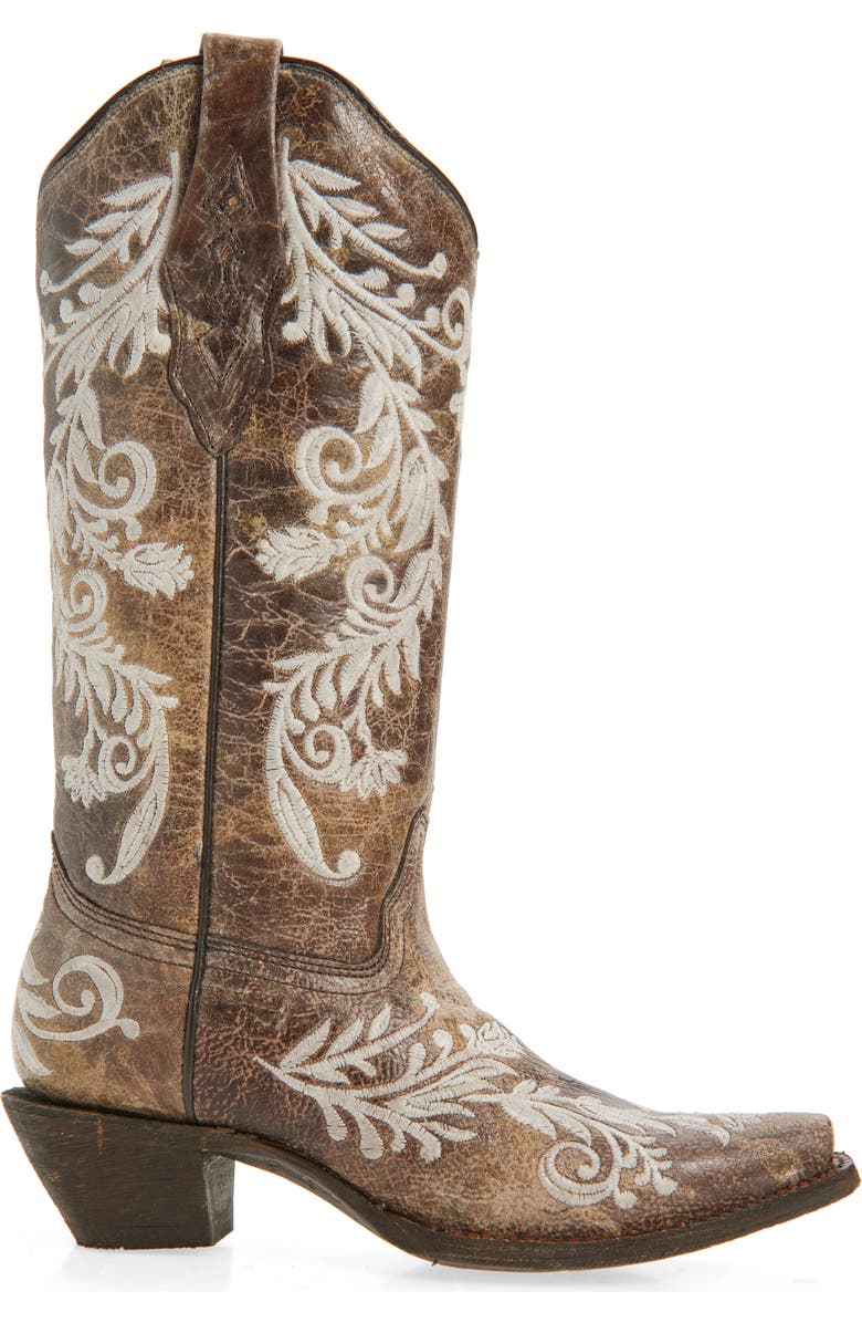CORRAL Embroidered Crackled Mid Calf Western Boot, Alternate, color,