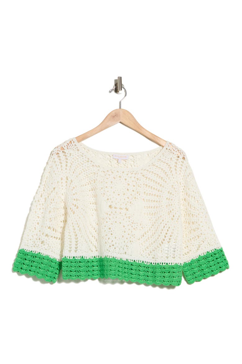 Kristina Openwork Top, Alternate, color, IVORY/TROPIC GREEN COLORBLOCK