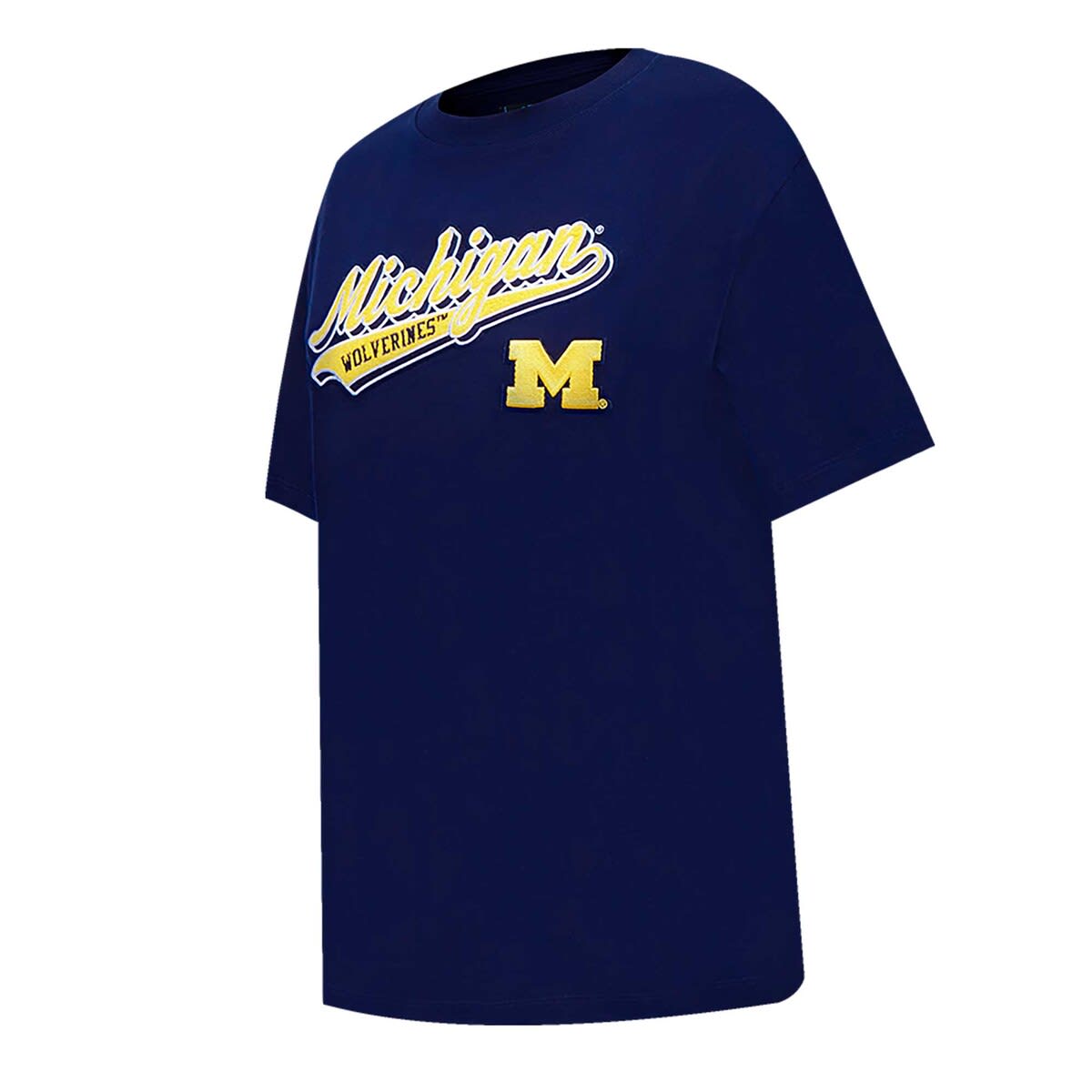 Women's Pro Standard Navy Michigan Wolverines Script Tail Oversized Boyfriend T-Shirt - image 2