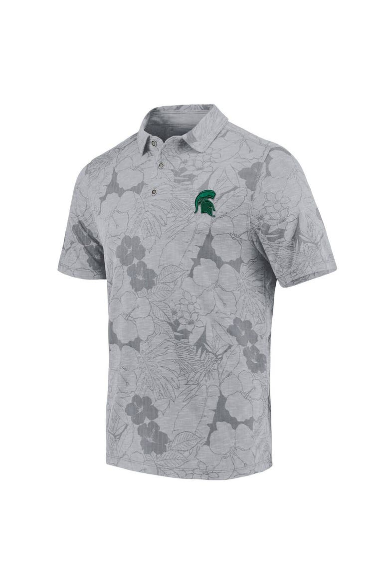 Men's Tommy Bahama Gray Michigan State Spartans Miramar Blooms Polo, Alternate, color, Gray