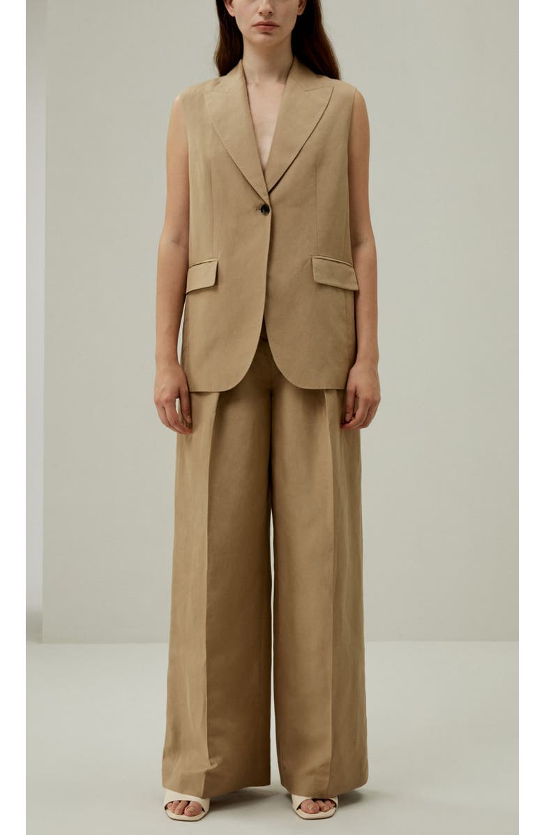 Lilysilk Single Button Sleeveless Lapel Blazer, Alternate, color, Oak