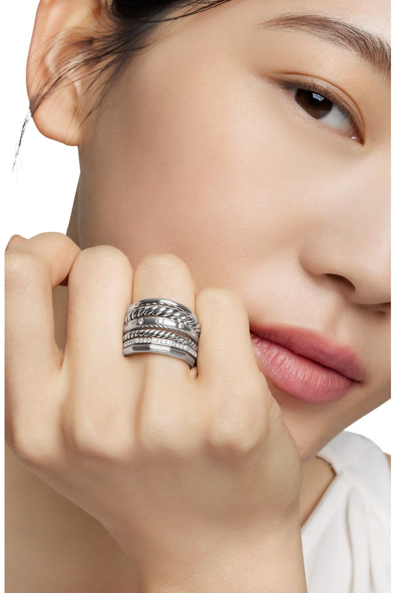Stax Wide Diamond Ring, Alternate, color, SILVER