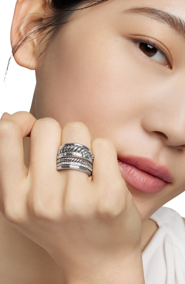 David Yurman Stax Wide Diamond Ring, Alternate, color,