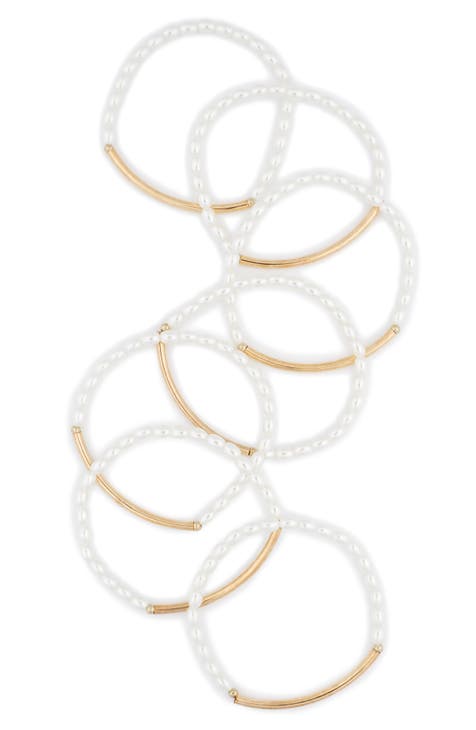 Set of 3 Imitation Pearl Bar Stretch Bracelets