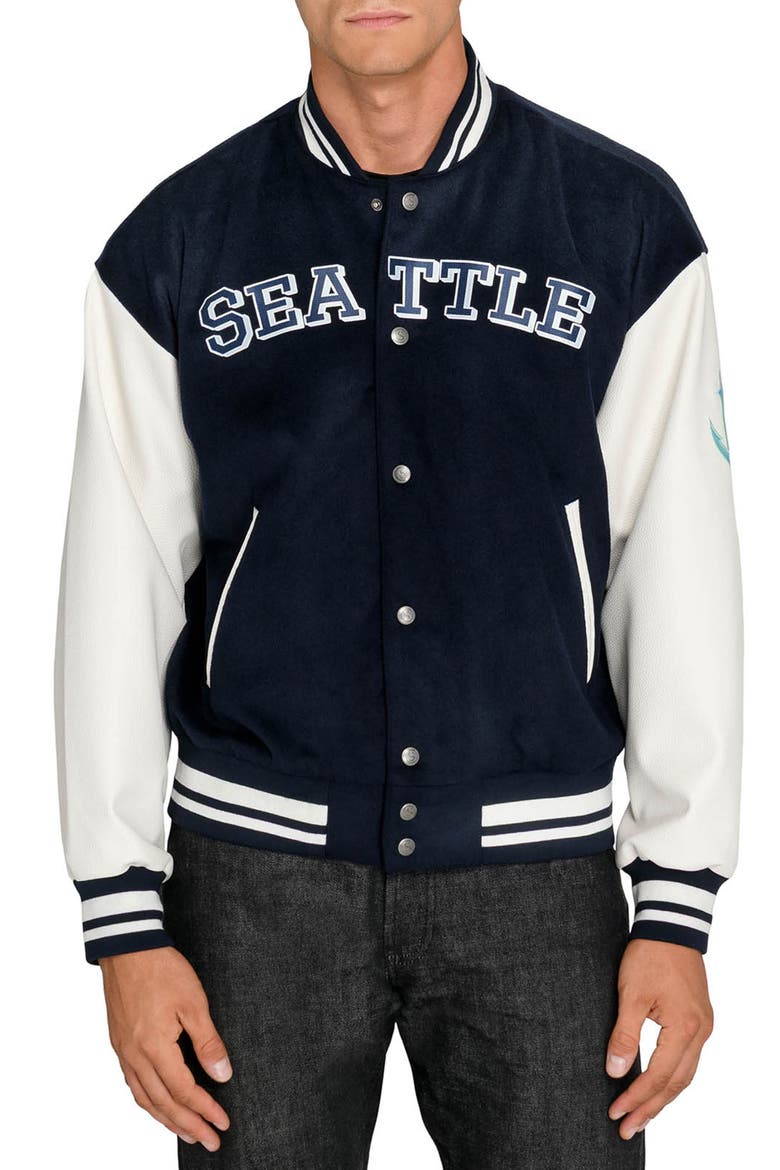 Seattle Kraken Varsity Jacket, Main, color, NAVY