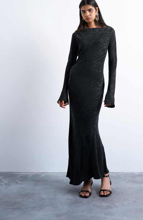 Topshop Zebra Stripe Long Sleeve Maxi Dress