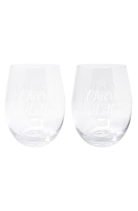 Cheers Y'all Set of 2 Wine Glasses