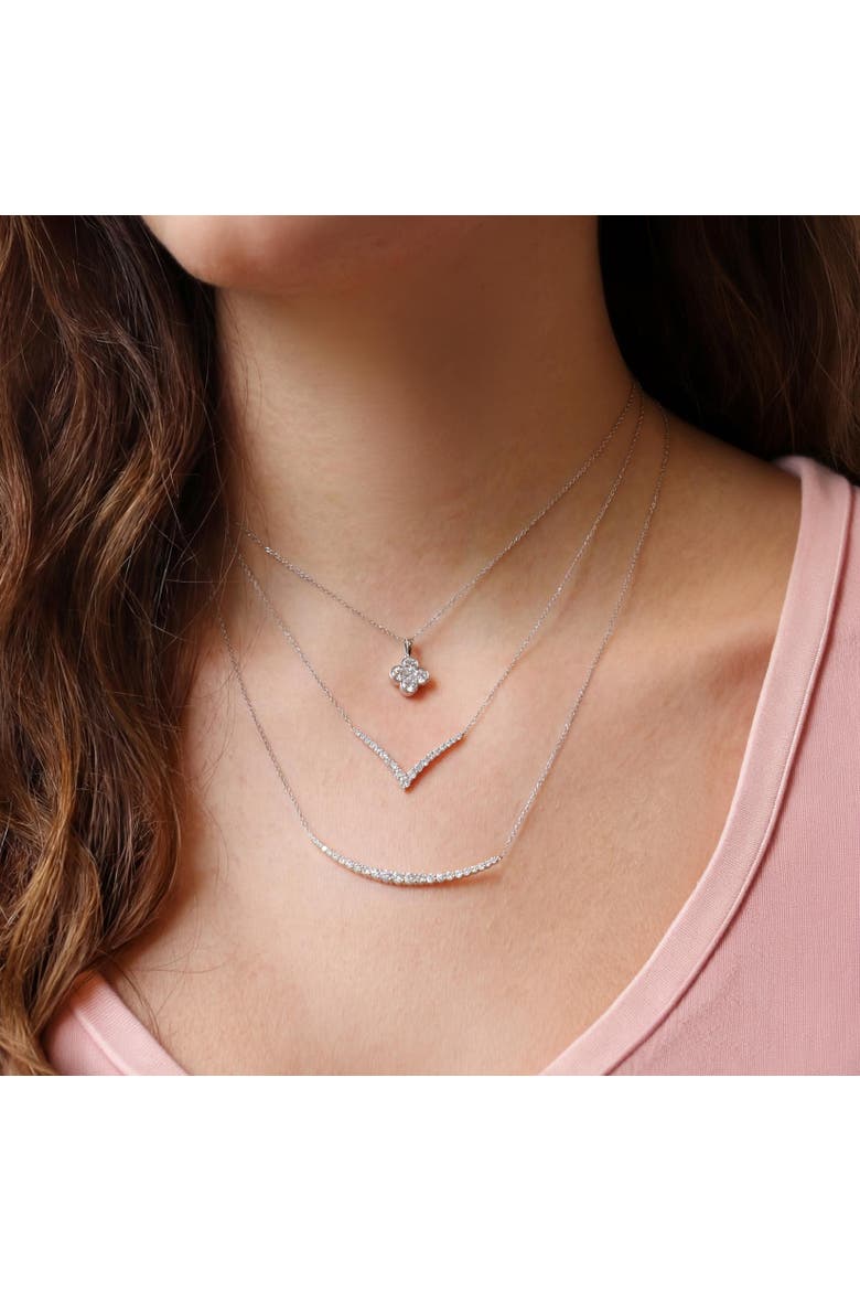 Lab Grown Diamond Clover Necklace, Alternate, color, White Gold