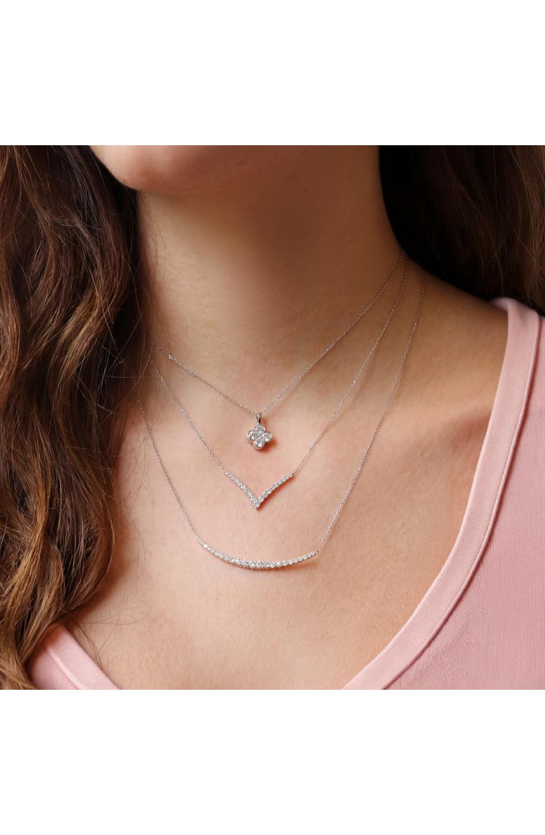 The Lovery Fine Jewelry Diamond V Necklace, Alternate, color, White Gold
