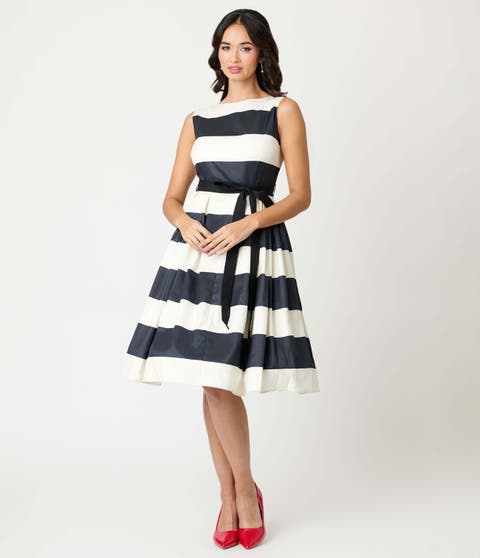Sleeveless Belted Swing Dress