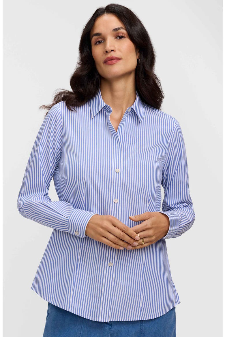 Dianna Stripe Cotton Button-Up Shirt, Alternate, color, POWDER BLUE/ WHITE