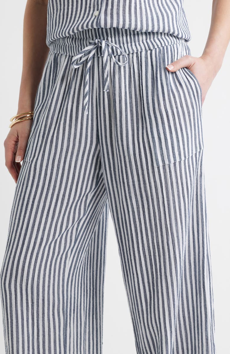 Caslon<sup>®</sup> Wide Leg Linen Blend Pants, Alternate, color, Navy- White Brianne Stripe