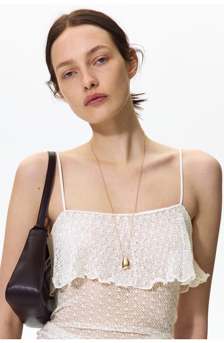 H&M Pointelle-knit Strappy Top, Alternate, color, White