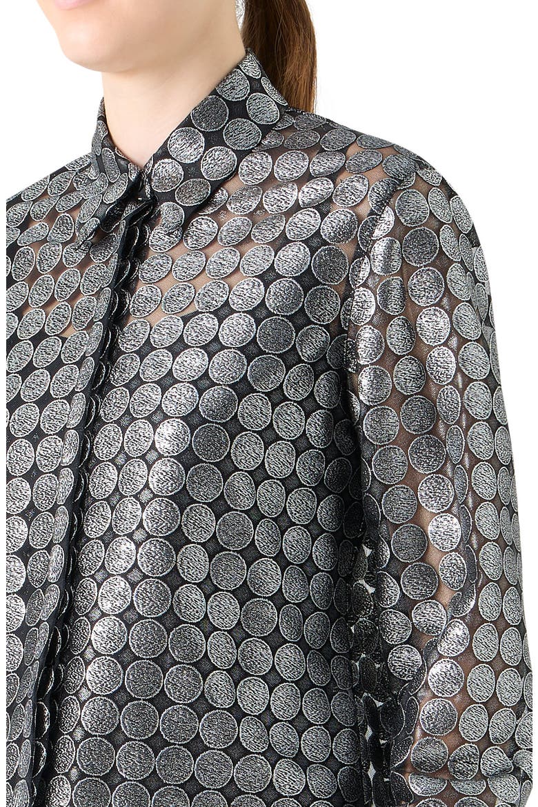 Dot Semisheer Button-Up Shirt, Alternate, color, BRUSHED STEEL