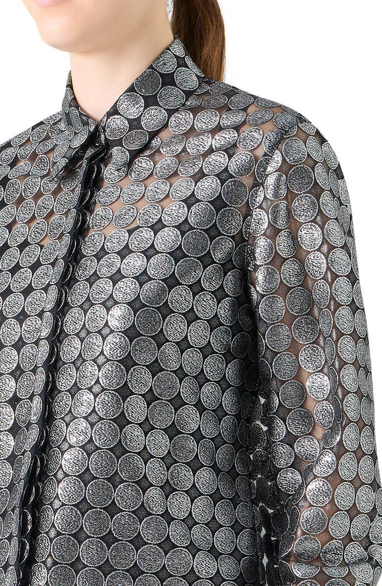 Akris punto Dot Semisheer Button-Up Shirt, Alternate, color, Brushed Steel