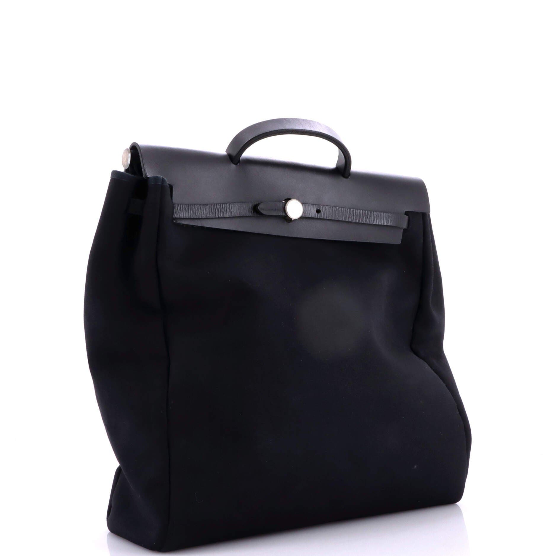 Pre-Owned Hermes Herbag Toile and Leather MM, Alternate, color, Noir