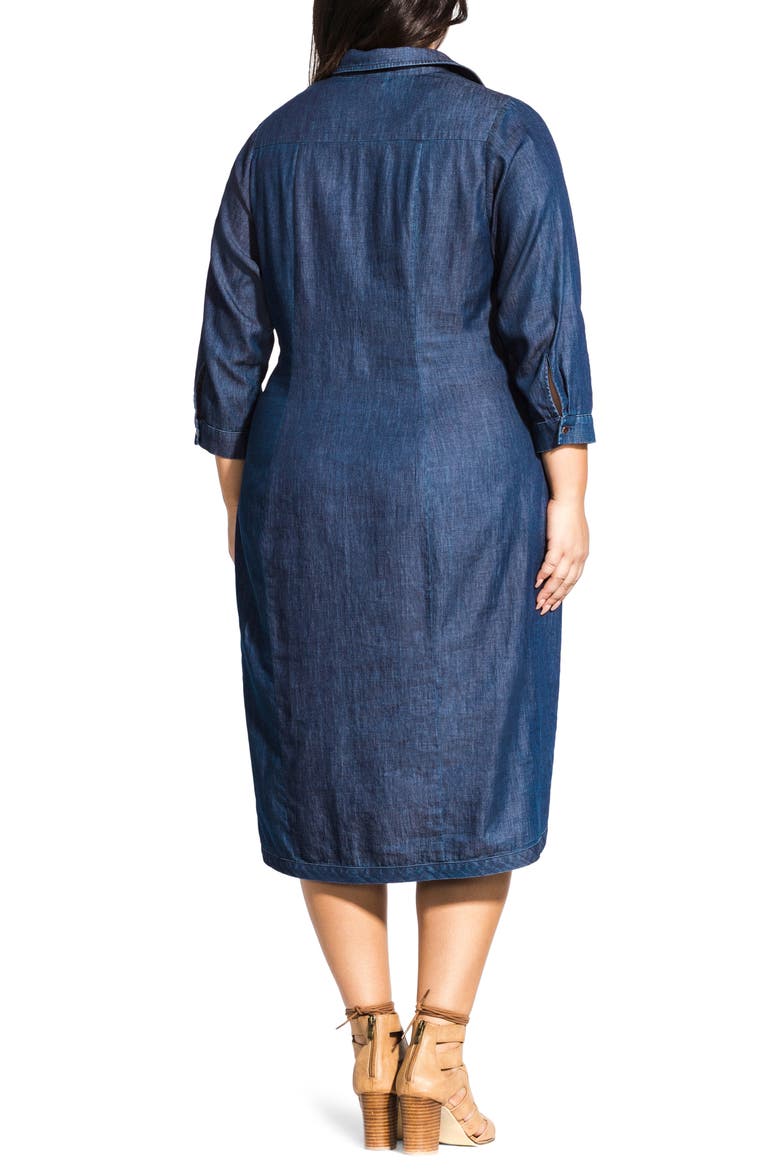 Twist Chambray Shirtdress, Alternate, color, DARK CHAMBRAY