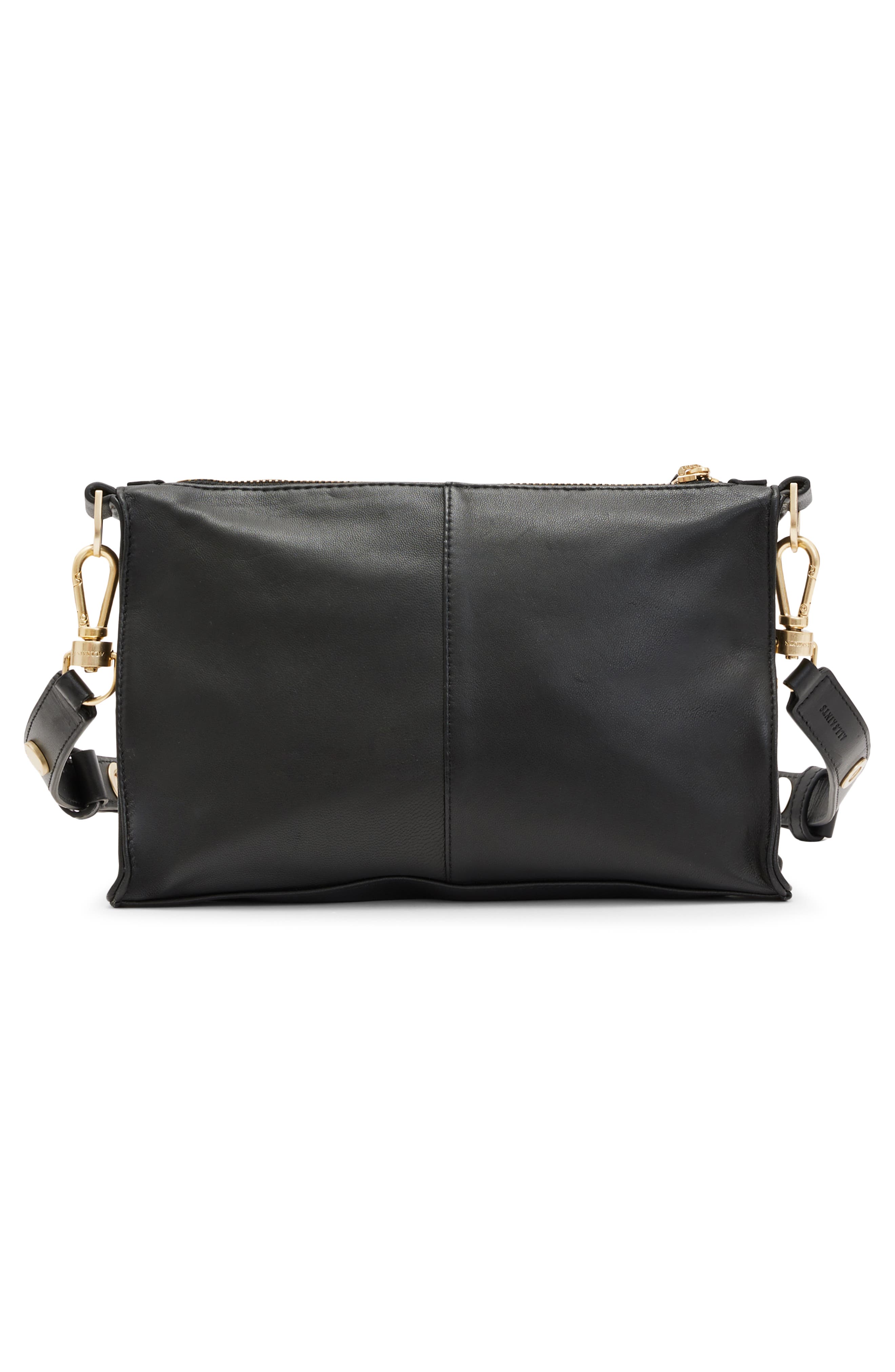 Eve Stud Leather Crossbody Bag, Alternate, color, BLACK