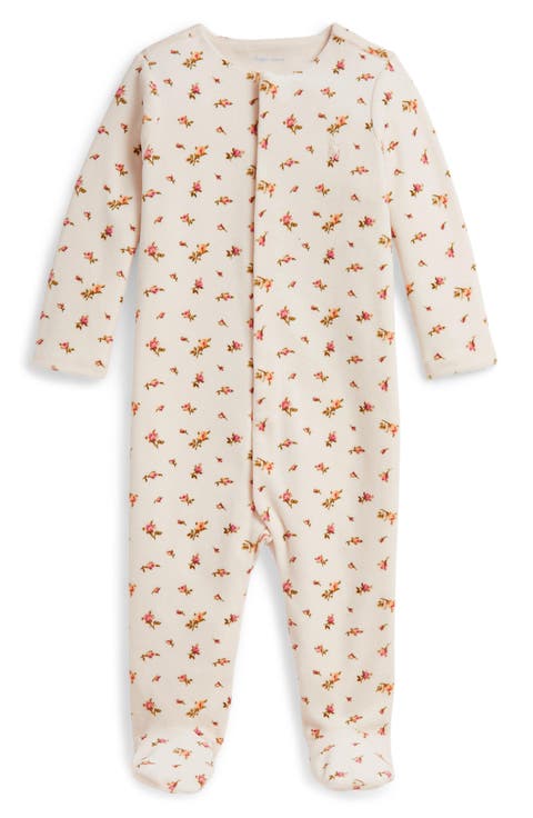 Kids' Floral Velour Footie