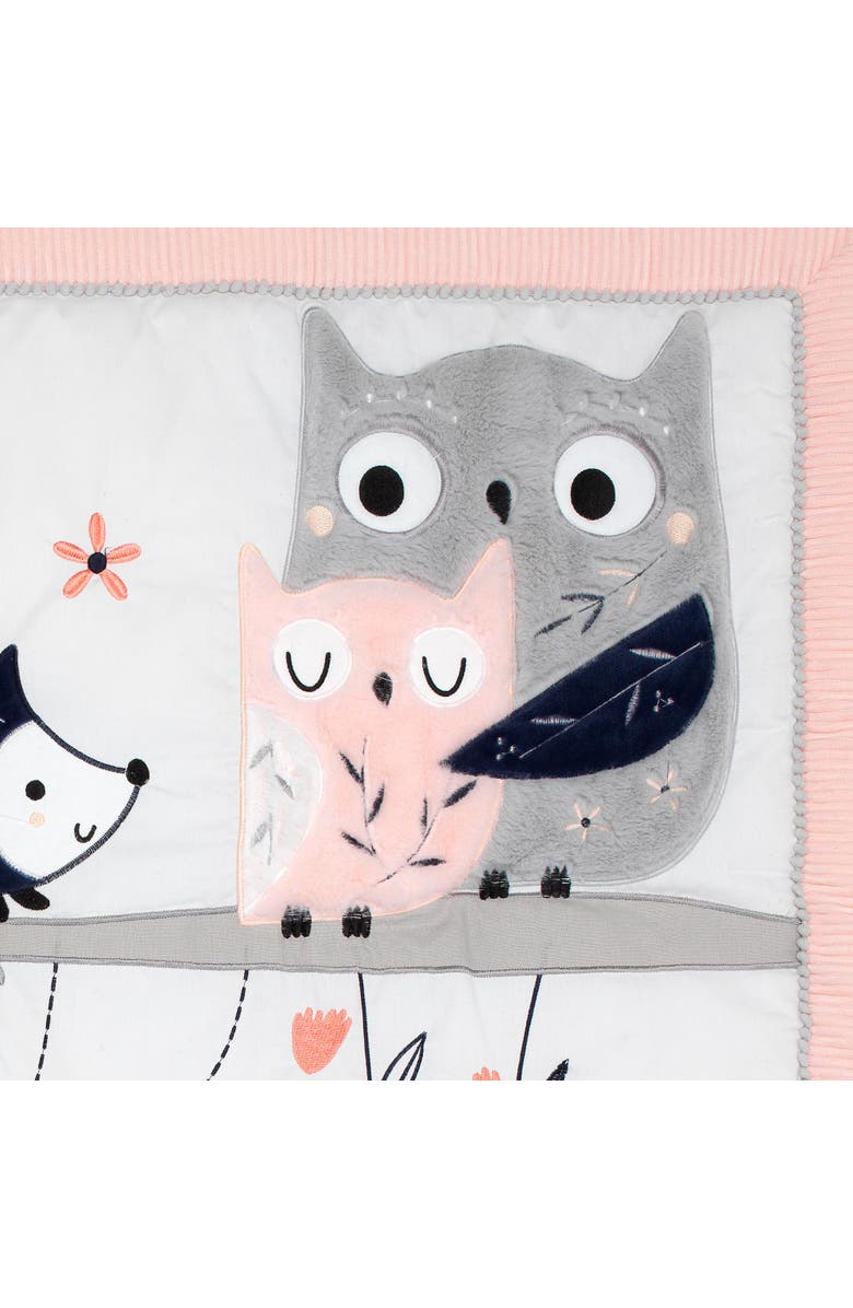 Lambs & Ivy Forever Friends Woodland Fox/Owl 4-Piece Nursery Crib Baby Bedding Set, Alternate, color, Pink