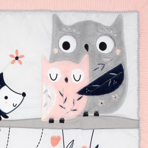 Lambs & Ivy Forever Friends Woodland Fox/owl 4-piece Nursery Crib Baby Bedding Set In Pink