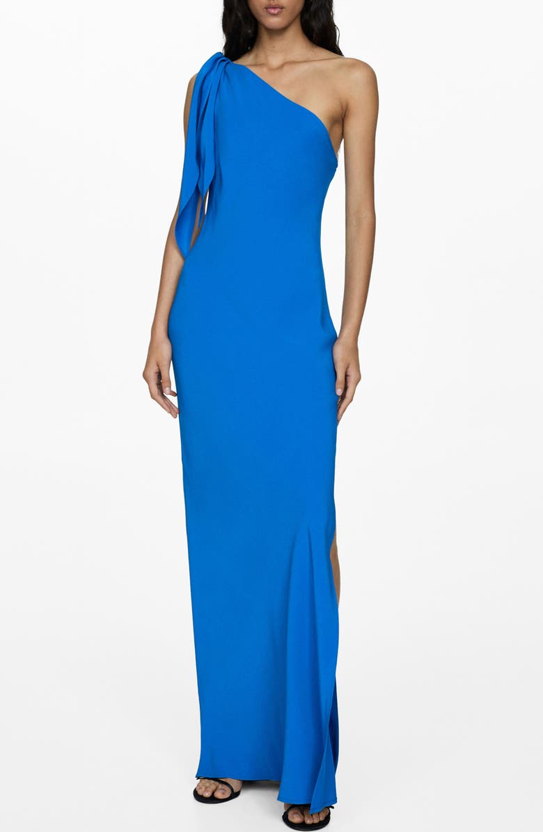MANGO Drape One-Shoulder Gown, Main, color, 