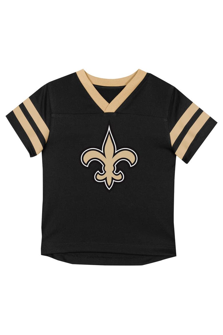 Toddler Outerstuff Black/Vegas Gold New Orleans Saints Red Zone V-Neck T-Shirt & Pants Set, Alternate, color, Black
