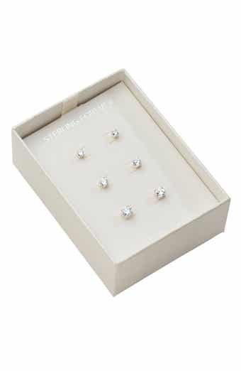 Sterling Forever Sterling Silver CZ Stud Earrings - Set of 3