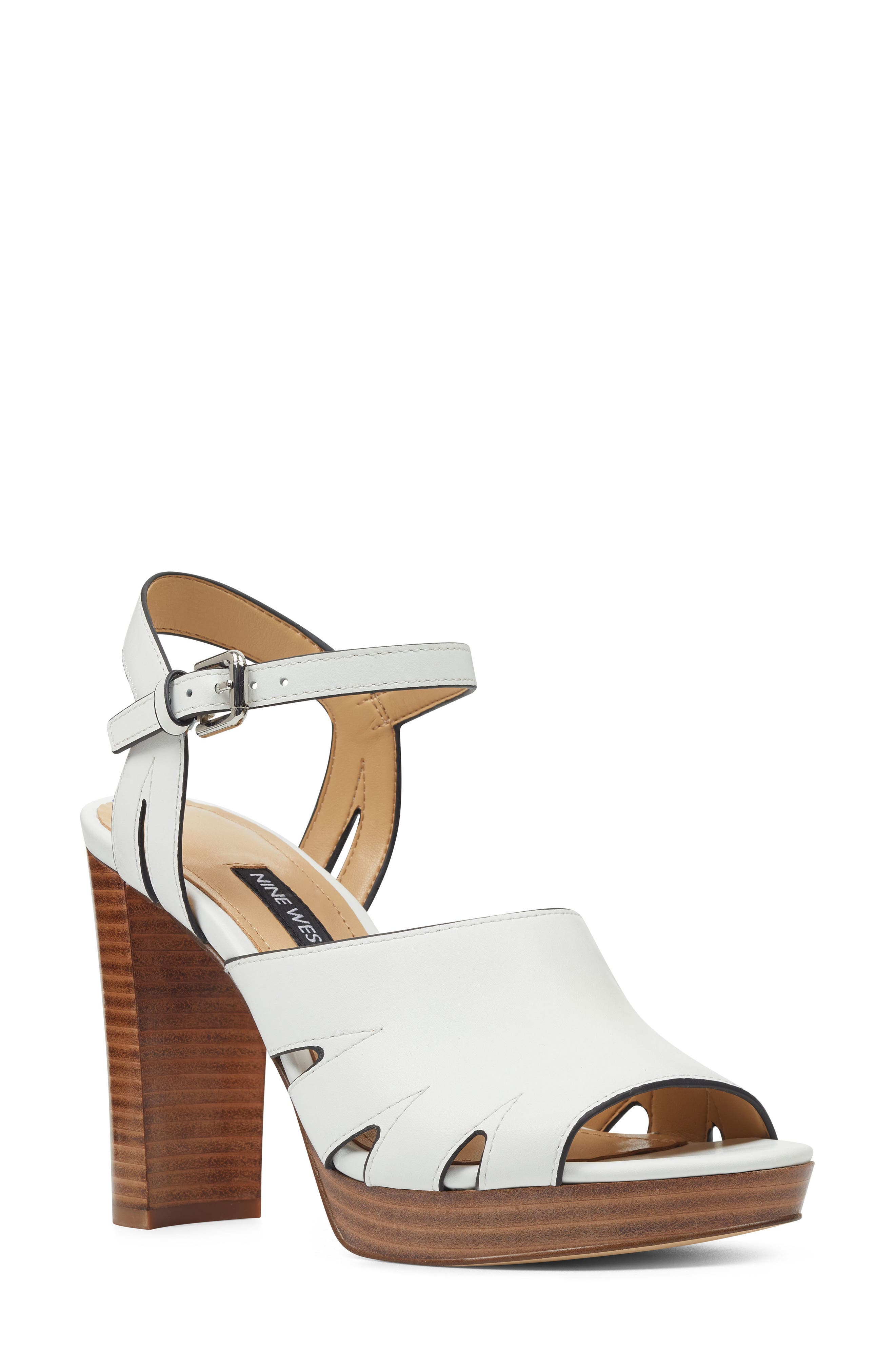 Delilah Cutout Sandal, Main, color, WHITE LEATHER