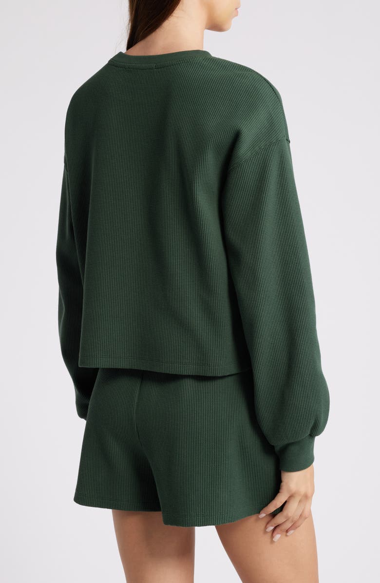 WEAR by Erin Andrews Women's WEAR by Erin Andrews Green Green Bay Packers Waffle Knit Long Sleeve T-Shirt & Shorts Lounge Set, Alternate, color, Green