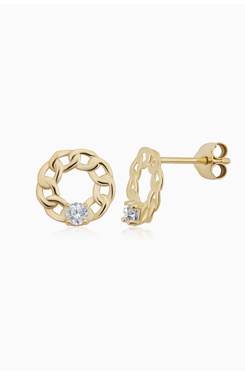 Oradina 14K Yellow Gold Halo Studs, Alternate, color, Yellow Gold
