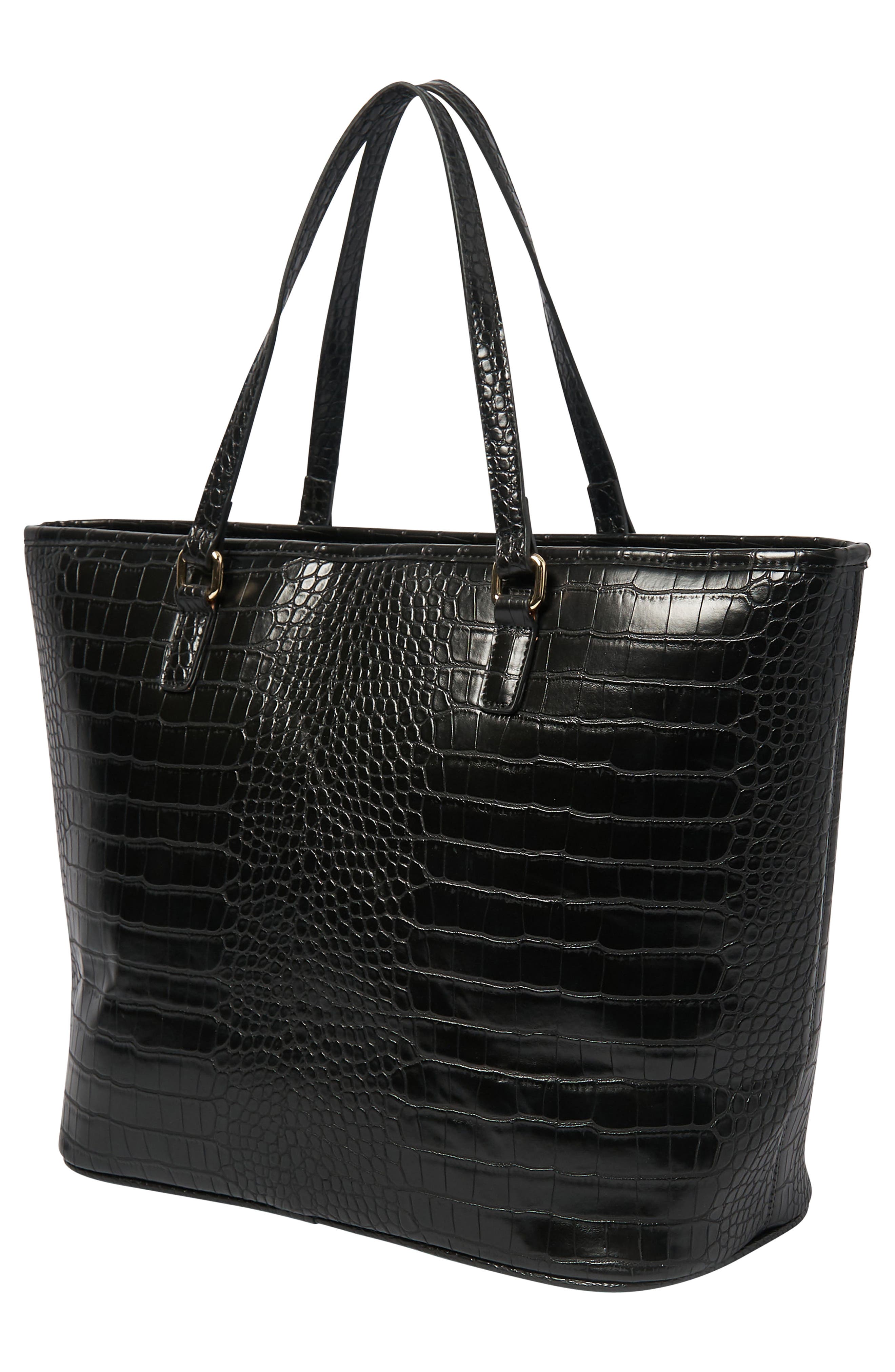 Urban Originals Croc Embossed Vegan Leather Tote, Alternate, color, 
