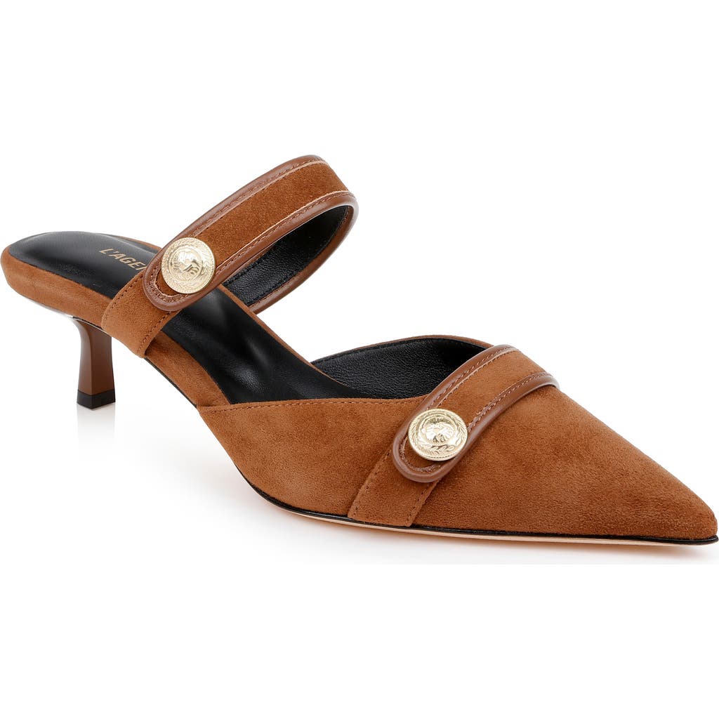 L AGENCE L'AGENCE GILLIANE MARY JANE POINTED TOE KITTEN HEEL MULE