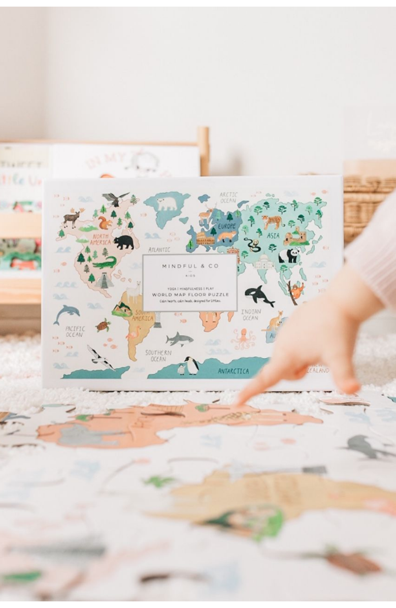 Mindful & Co Kids World Map Floor Puzzle - Age 1.5+ Years, Alternate, color, World Map