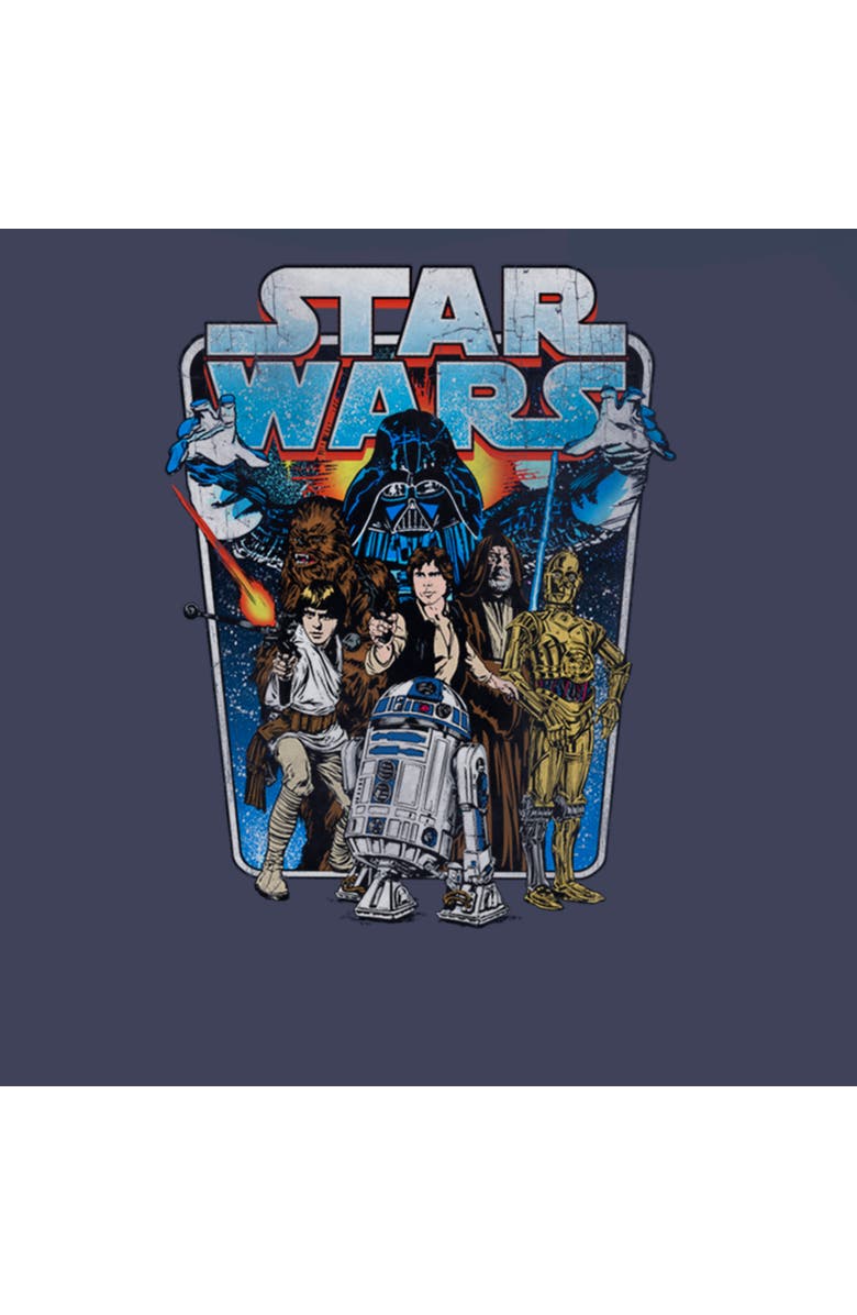 Star Wars Boy's Star Wars Vintage Hero Character Frame  Graphic T-Shirt, Alternate, color, Navy Blue Heather