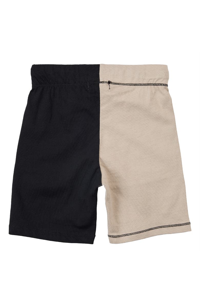 MILES THE LABEL Kids' Colorblock Organic Cotton Shorts, Alternate, color, Black