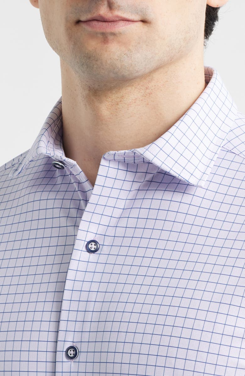 Johnston & Murphy XC Motion Performance Knit Button-Up Shirt, Alternate, color, Purple/ Navy