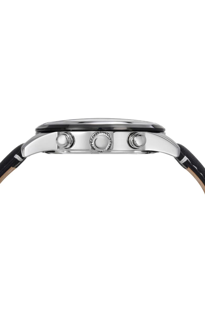 PORSAMO BLEU Men's Arthur Chronograph Leather Strap Watch, 44mm, Alternate, color, Black