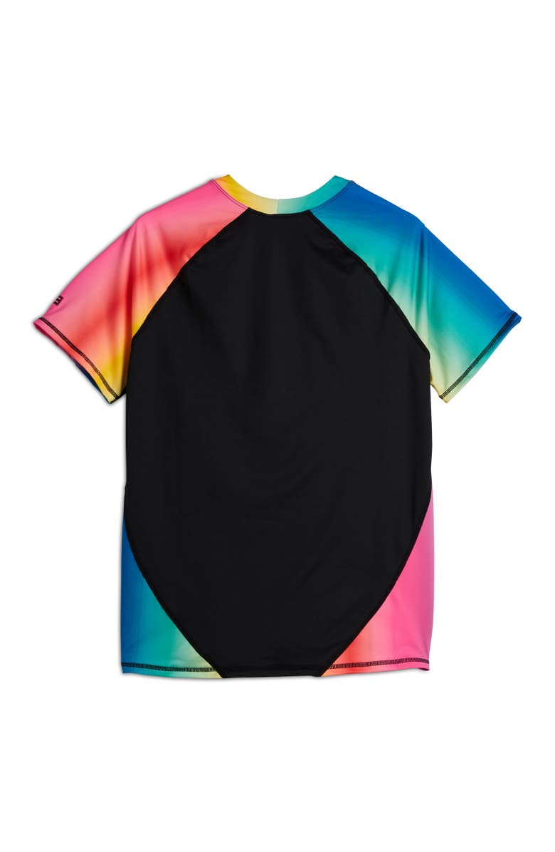 TomboyX Short Sleeve Sun Rashguard Top, Alternate, color, Melting Rainbow