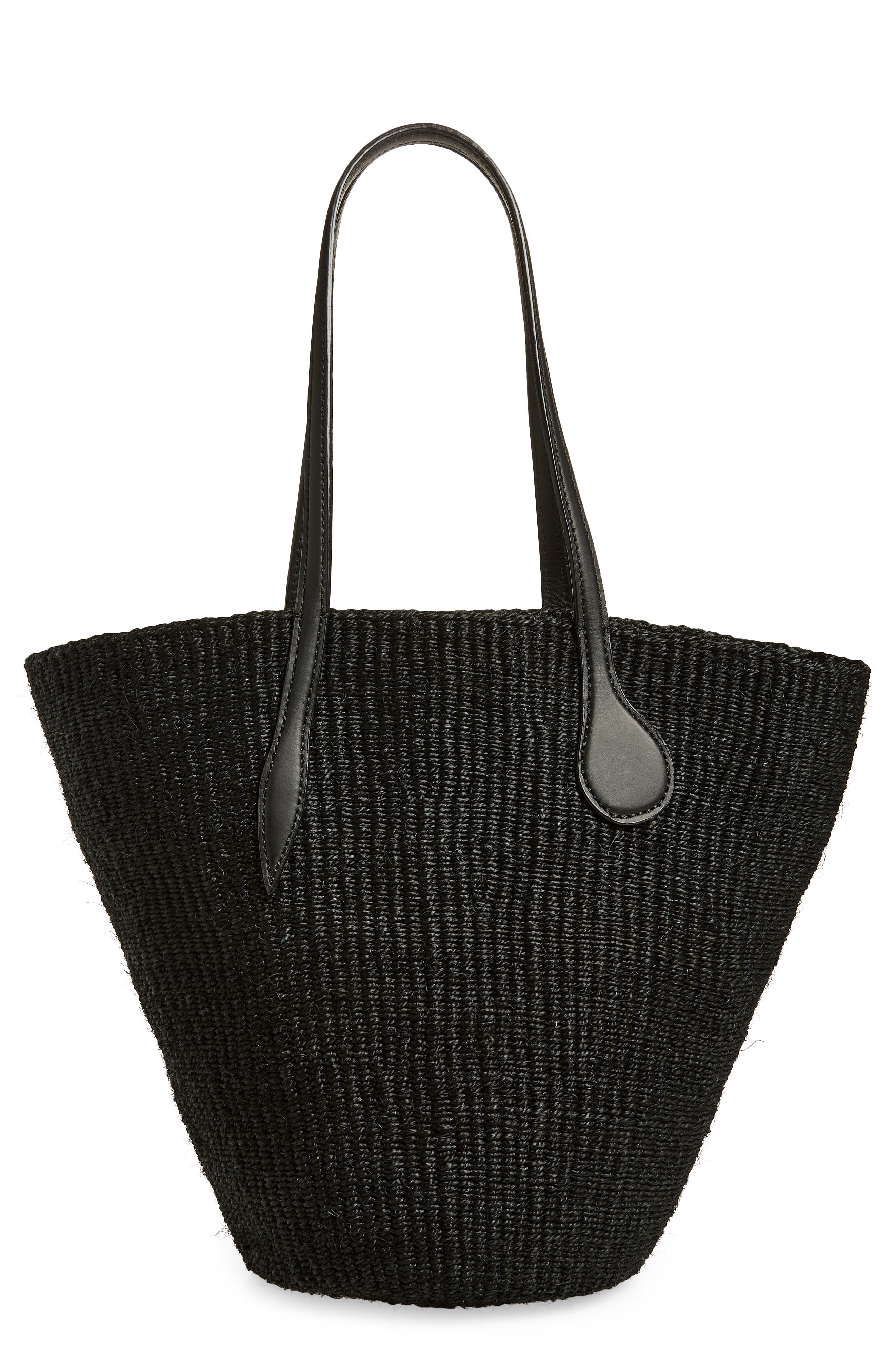 LIFFNER Straw Basket Tote, Main, color, Black