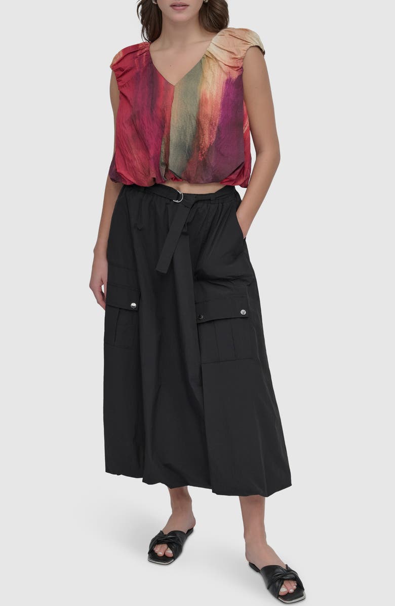 DKNY Print Rumpled Voile Bubble Top, Alternate, color, Jun Brsh Stroke