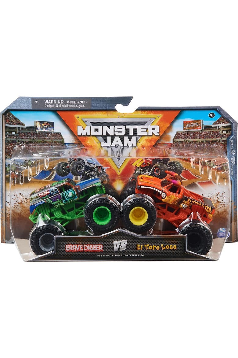 Grave Digger Vs. El Toro Loco Die-Cast Monster Trucks, 164 Scale, Kids Toys for Boys Ages 3 and up, Main, color, Green