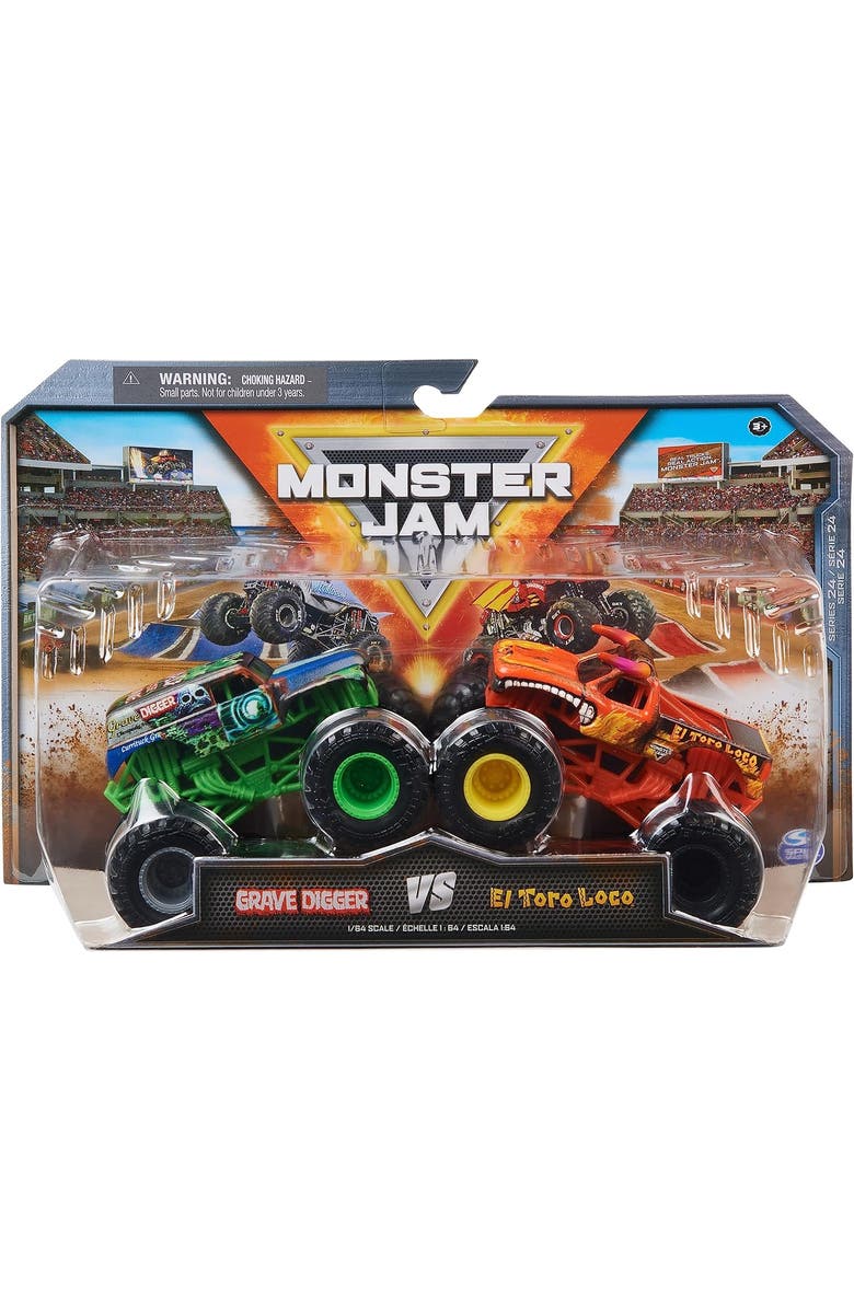 Monster Jam Grave Digger Vs. El Toro Loco Die-Cast Monster Trucks, 164 Scale, Kids Toys for Boys Ages 3 and up, Main, color, Green