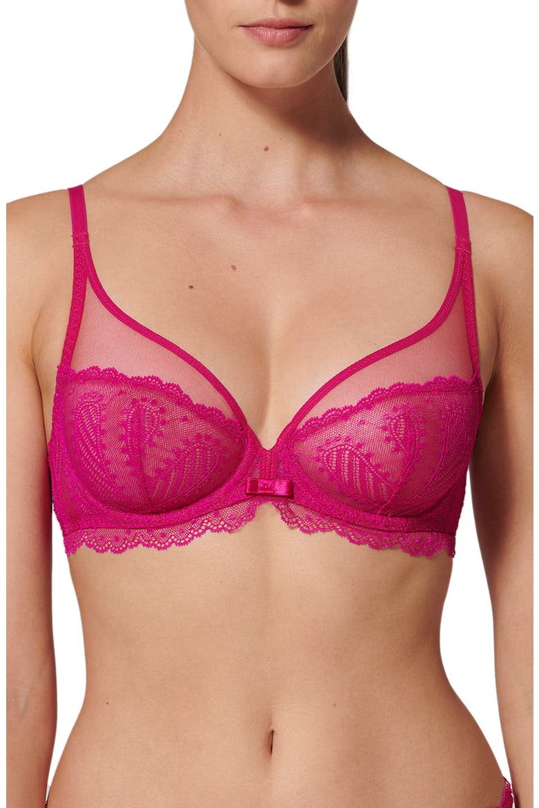 Canopee Underwire Plunge Bra, Main, color, HIBISCUS PINK
