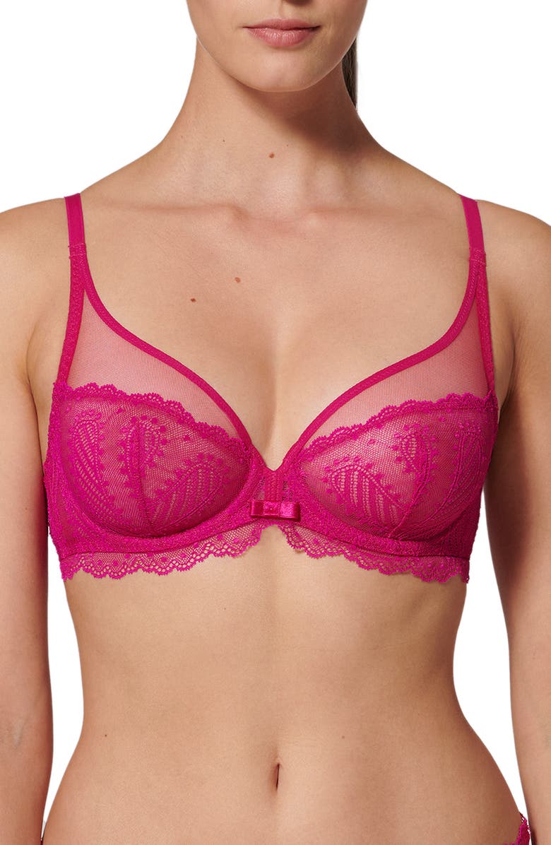 Simone Perele Canopee Underwire Plunge Bra, Main, color, Hibiscus Pink