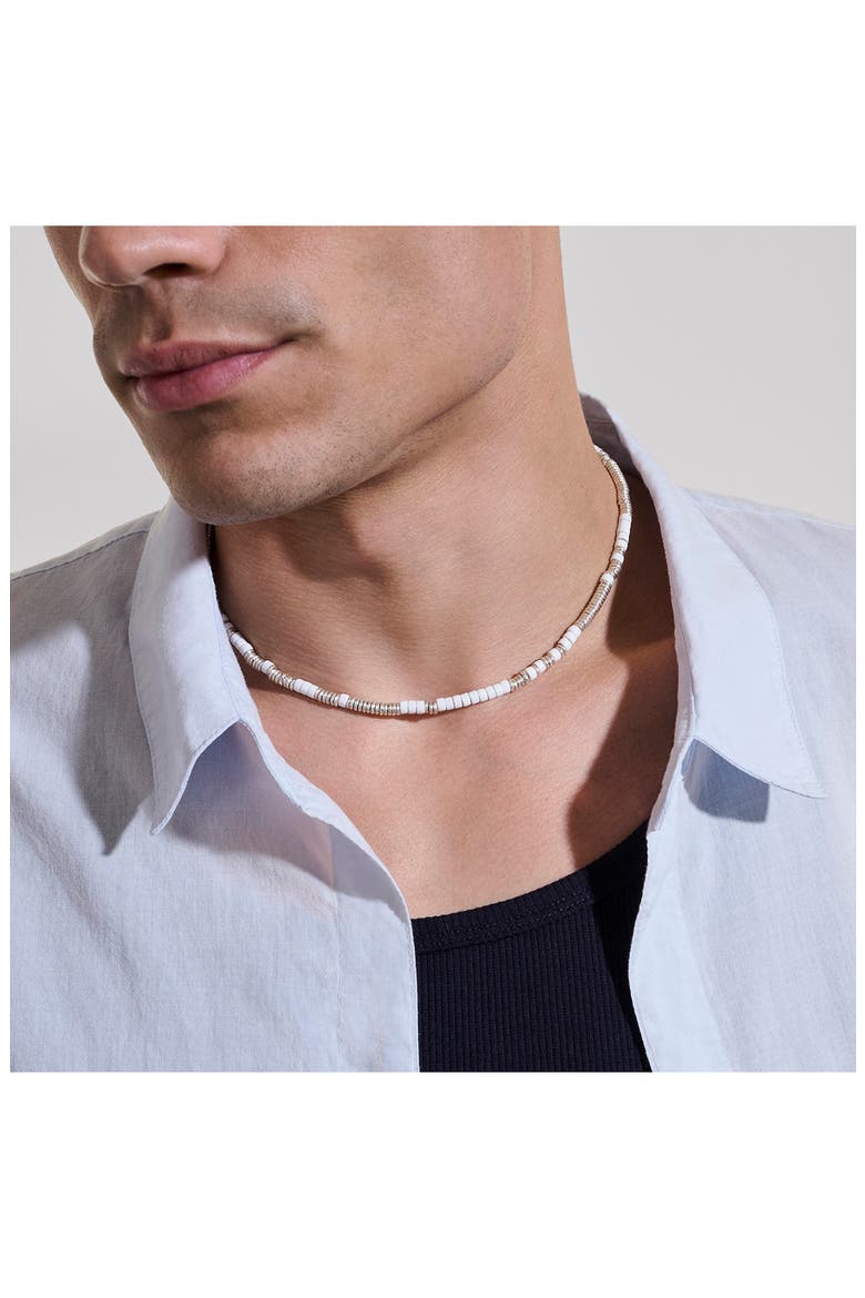 Heishi Necklace, Alternate, color, SILVER/ WHITE