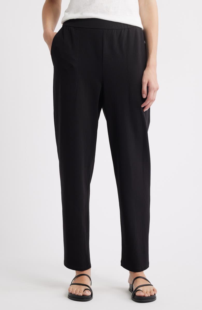 Eileen Fisher High Waist Stretch Organic Cotton Ankle Tapered Pants, Main, color,