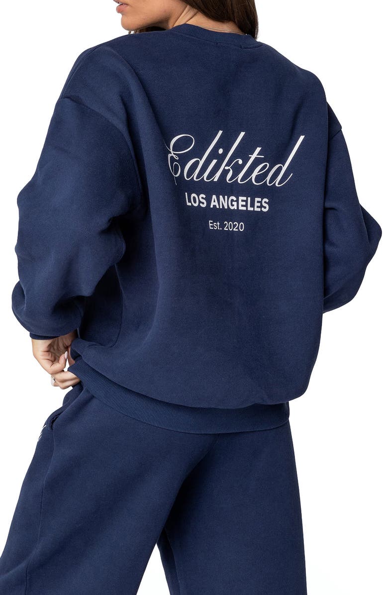 EDIKTED Logo Sweatshirt, Alternate, color, Navy